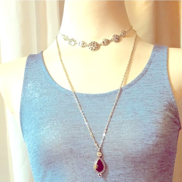 jcpenney Jewelry - MARCASITE gray crystal studded choker necklace NEW